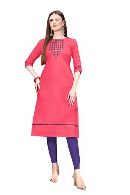 pink embroidered cotton kurti 3