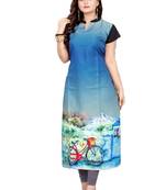 Blue printed crepe kurti