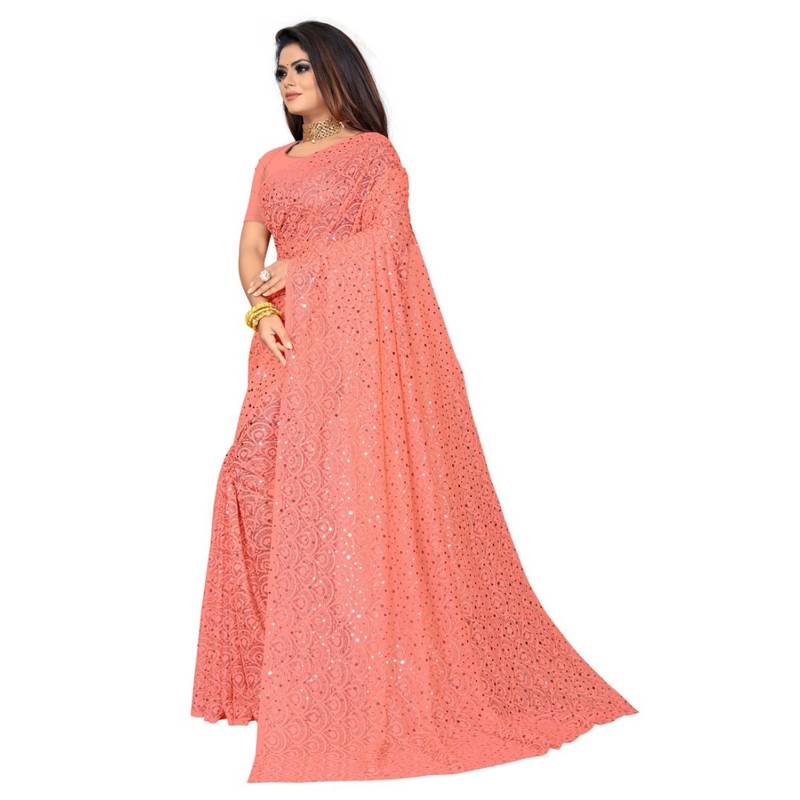 pink georgette sequinswork  sarees