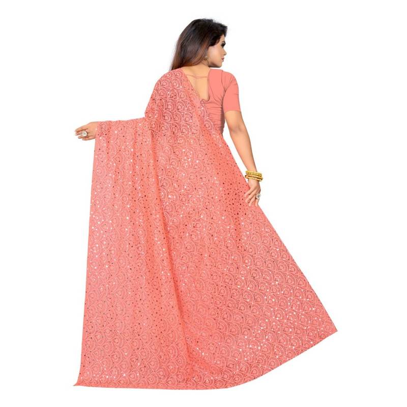 pink georgette sequinswork  sarees