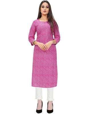 Beige printed cotton ethnic-kurtis 4