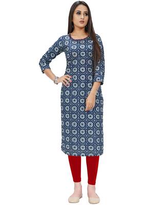 Beige printed cotton ethnic-kurtis 4