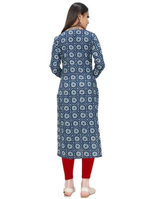 Beige printed cotton ethnic-kurtis 5