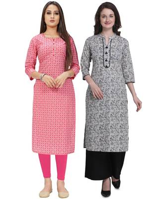 Pink printed cotton ethnic-kurtis 1