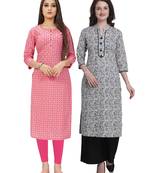 Pink printed cotton ethnic-kurtis