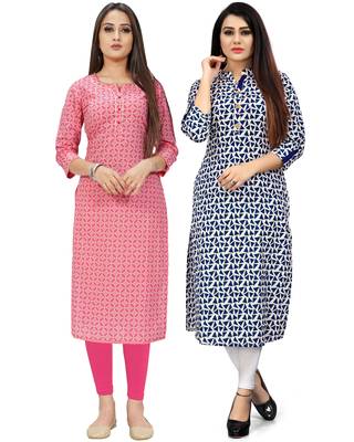 Pink printed cotton ethnic-kurtis 1