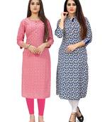 Pink printed cotton ethnic-kurtis
