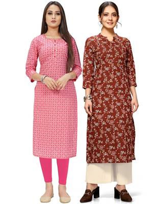 Pink printed cotton ethnic-kurtis 1
