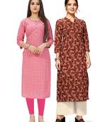 Pink printed cotton ethnic-kurtis