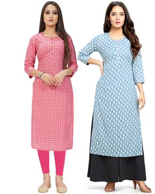 Pink printed cotton ethnic-kurtis 1