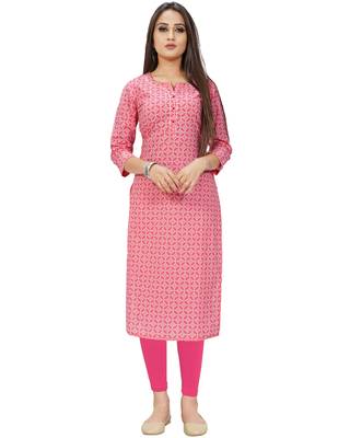 Pink printed cotton ethnic-kurtis 2