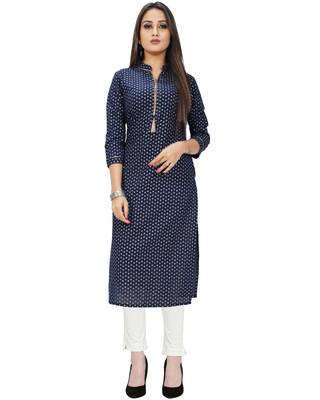 Sky-blue printed cotton ethnic-kurtis 4