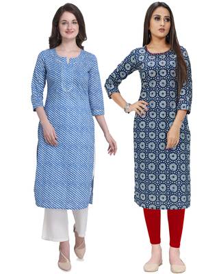 Blue printed cotton ethnic-kurtis 1