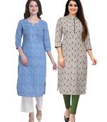 Blue printed cotton ethnic-kurtis