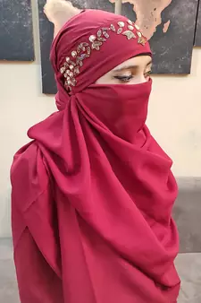 Hijab World Hand Embroidered Halime Sultan Ready To Wear Hijab
