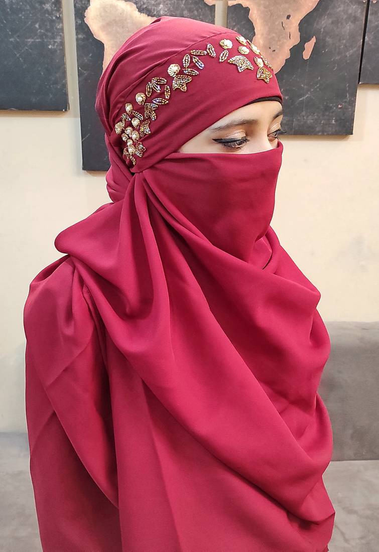 Hijab World Hand Embroidered Halime Sultan Ready To Wear Hijab