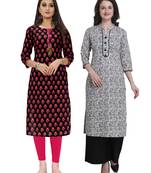 Black printed cotton ethnic-kurtis
