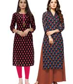 Black printed cotton ethnic-kurtis