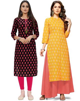 Black printed cotton ethnic-kurtis 1