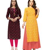 Black printed cotton ethnic-kurtis