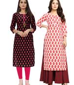 Black printed cotton ethnic-kurtis