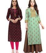 Black printed cotton ethnic-kurtis