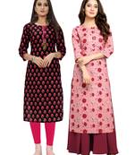 Black printed cotton ethnic-kurtis