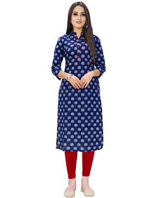 Navy-blue printed cotton ethnic-kurtis 2