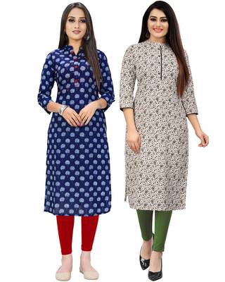 Navy-blue printed cotton ethnic-kurtis 1