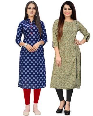 Navy-blue printed cotton ethnic-kurtis 1