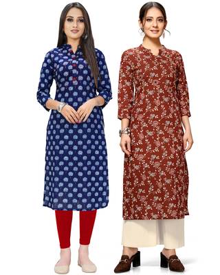 Navy-blue printed cotton ethnic-kurtis 1