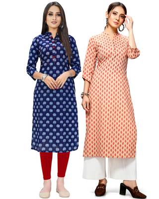 Navy-blue printed cotton ethnic-kurtis 1