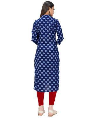 Navy-blue printed cotton ethnic-kurtis 3