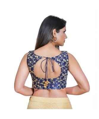 Muhenera Women's Art Silk Sleeveless Saree Blouse 3
