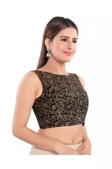 Women's Jacquard Sleeveless Saree Blouse