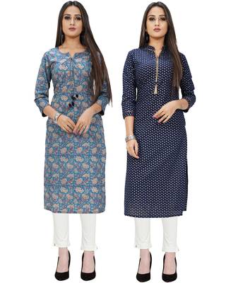 Blue printed cotton ethnic-kurtis 1