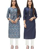 Blue printed cotton ethnic-kurtis