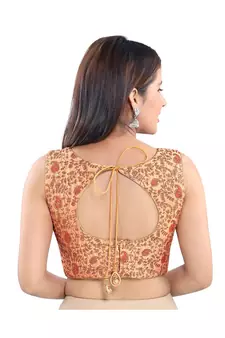 Women's Jacquard Sleeveless Saree Blouse