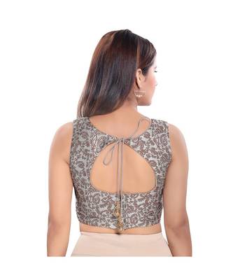Women's Jacquard Sleeveless Saree Blouse 3