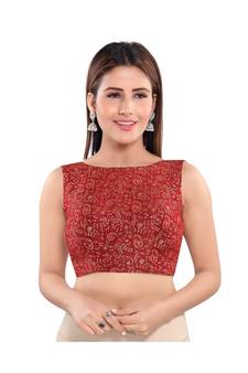 Women's Jacquard Sleeveless Saree Blouse