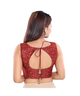 Women's Jacquard Sleeveless Saree Blouse 3