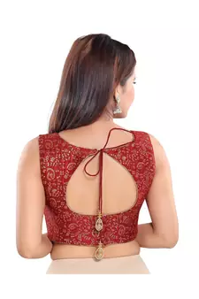 Women's Jacquard Sleeveless Saree Blouse