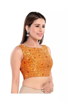 Women's Jacquard Sleeveless Saree Blouse