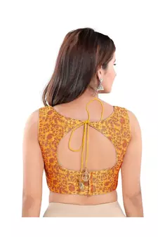 Women's Jacquard Sleeveless Saree Blouse