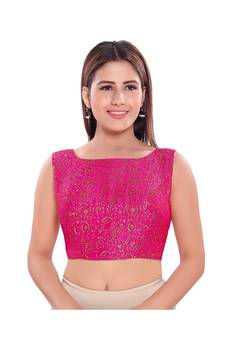 Women's Jacquard Sleeveless Saree Blouse