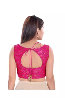 Women's Jacquard Sleeveless Saree Blouse