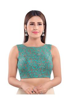 Women's Jacquard Sleeveless Saree Blouse