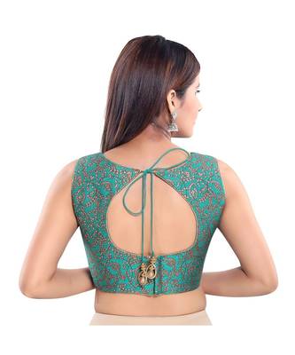 Women's Jacquard Sleeveless Saree Blouse 3