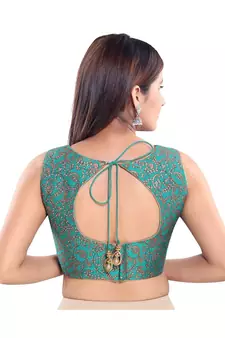 Women's Jacquard Sleeveless Saree Blouse