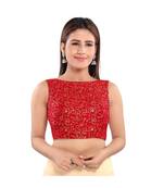 Women's Jacquard Sleeveless Saree Blouse